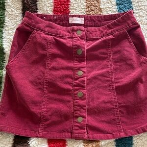 Altar'd State Red Button-Front Mini Skirt